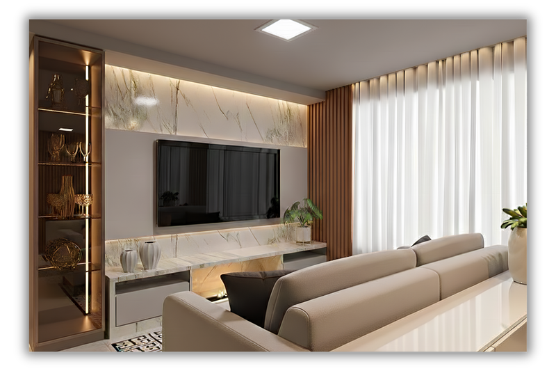 Sala e painel sob medida NDL Móveis
